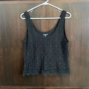 NWT American Eagle Black Lace Cropped Tank Top Large